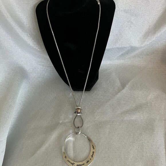 "Be Yourself" Silver Inscription Necklace Pendant - Picture 3 of 4